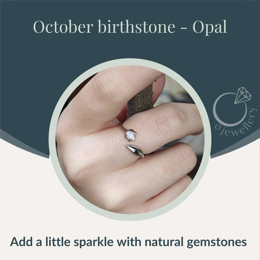 opal tulip ring with text October birthstone opal add a little sparkle with natural gemstones