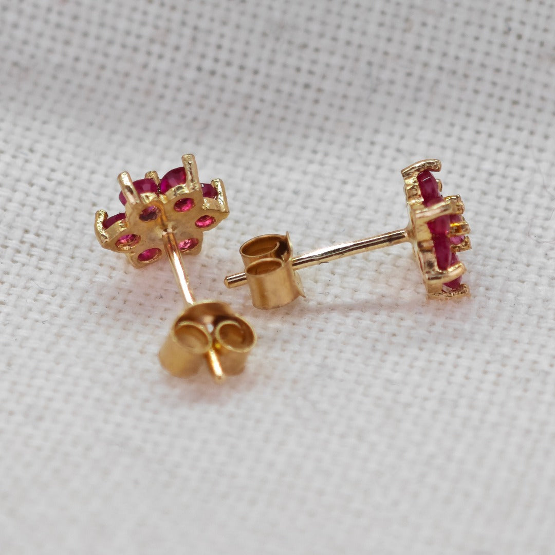 9ct Gold Ruby Earrings Stud Butterfly Backed boxed Gift