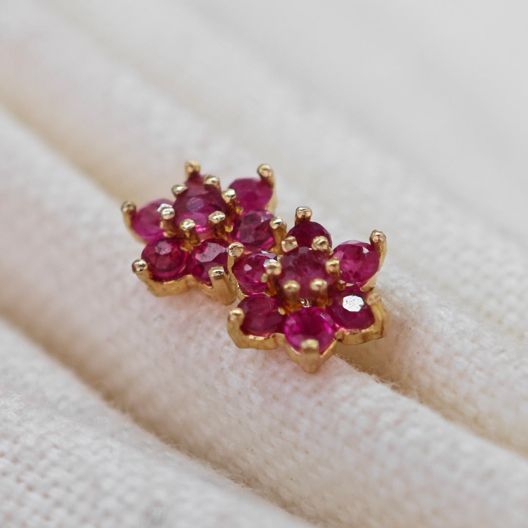 9ct Gold Ruby Earrings Stud Butterfly Backed boxed Gift