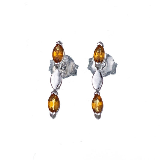 Citrine Earrings Sterling Silver Studs Infinity Marquise