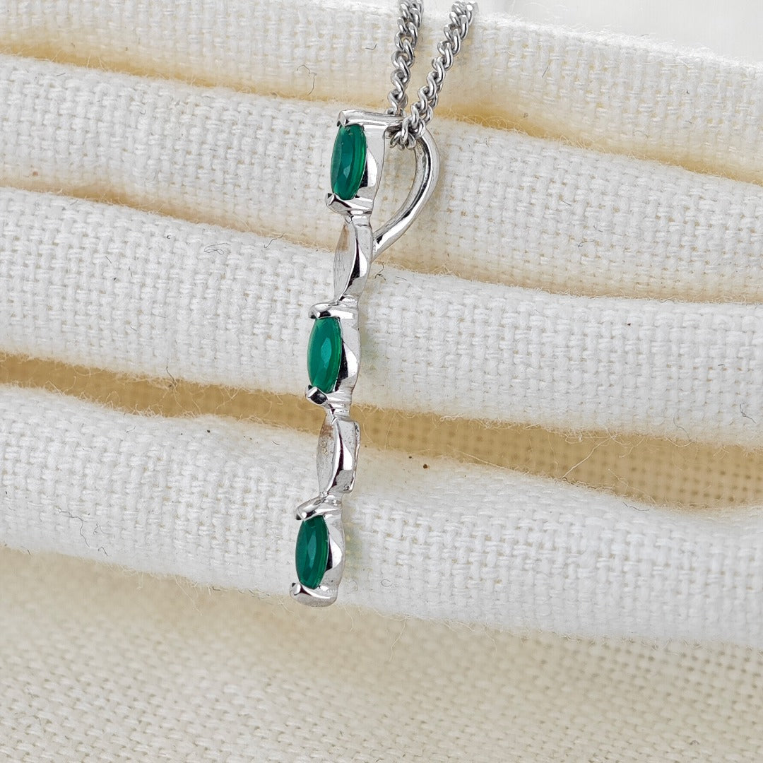 Green Necklace Sterling Silver Infinity Marquise