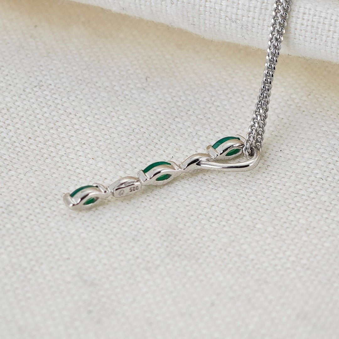 Green Necklace Sterling Silver Infinity Marquise