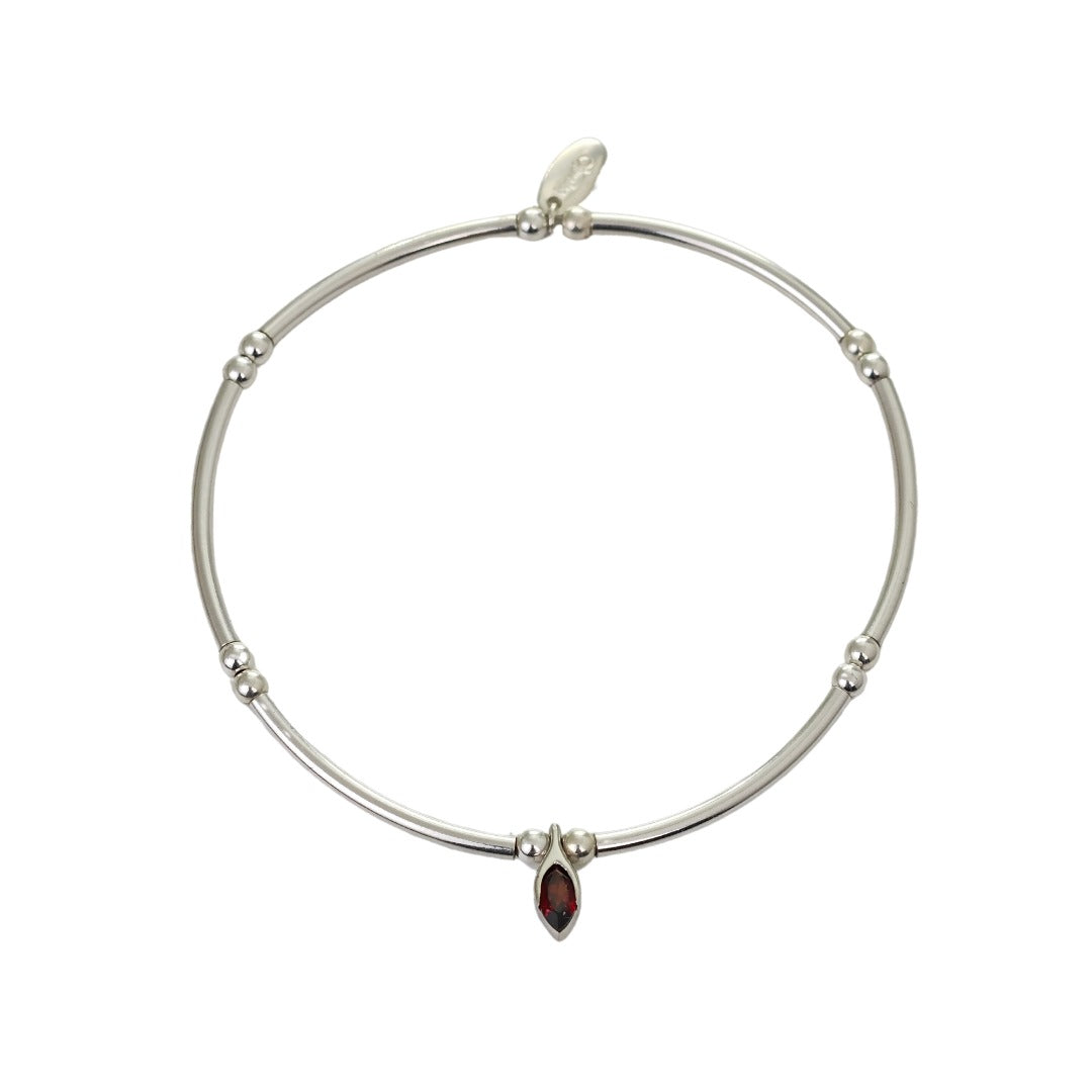 Garnet Silver Stacking Bracelet