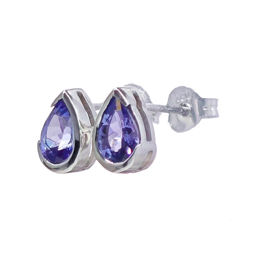 18ct Tanzanite Stud Earrings White Gold Natural Blue Gemstones