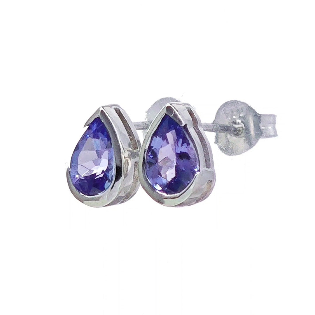 18ct Tanzanite Stud Earrings White Gold Natural Blue Gemstones