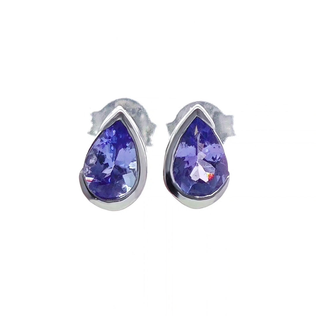 18ct Tanzanite Stud Earrings White Gold Natural Blue Gemstones