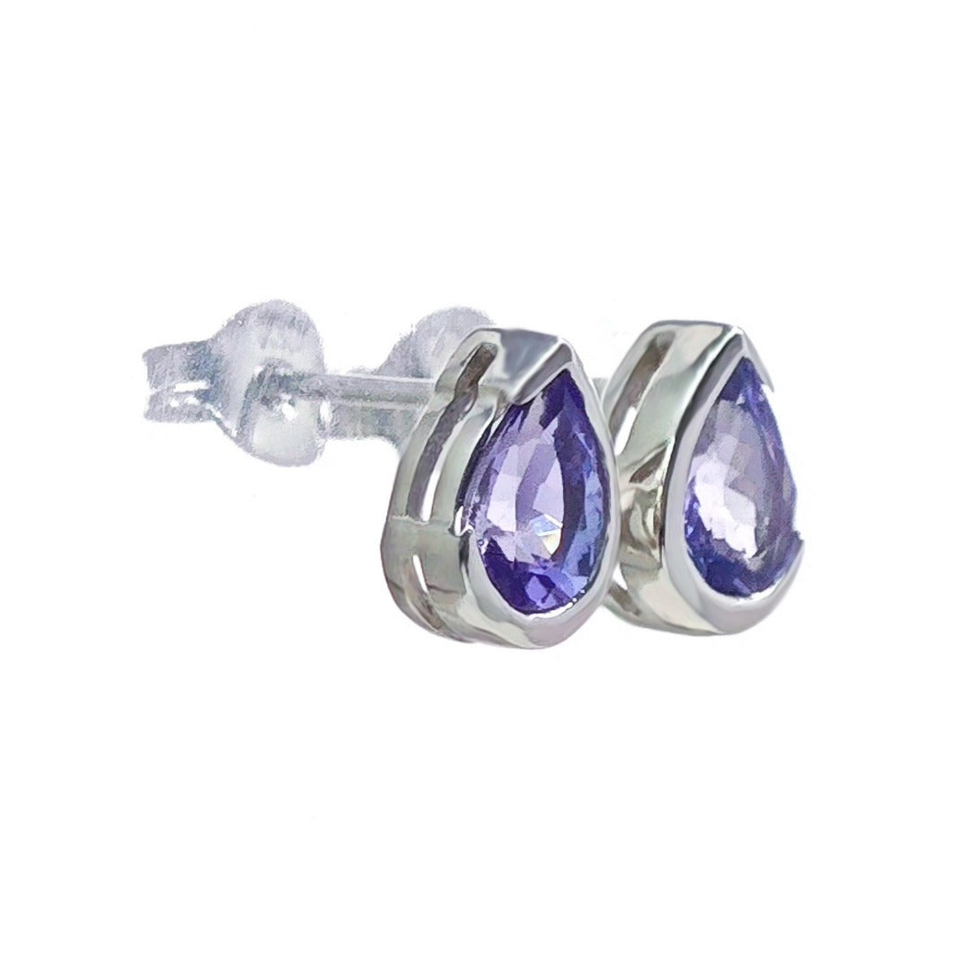 18ct Tanzanite Stud Earrings White Gold Natural Blue Gemstones