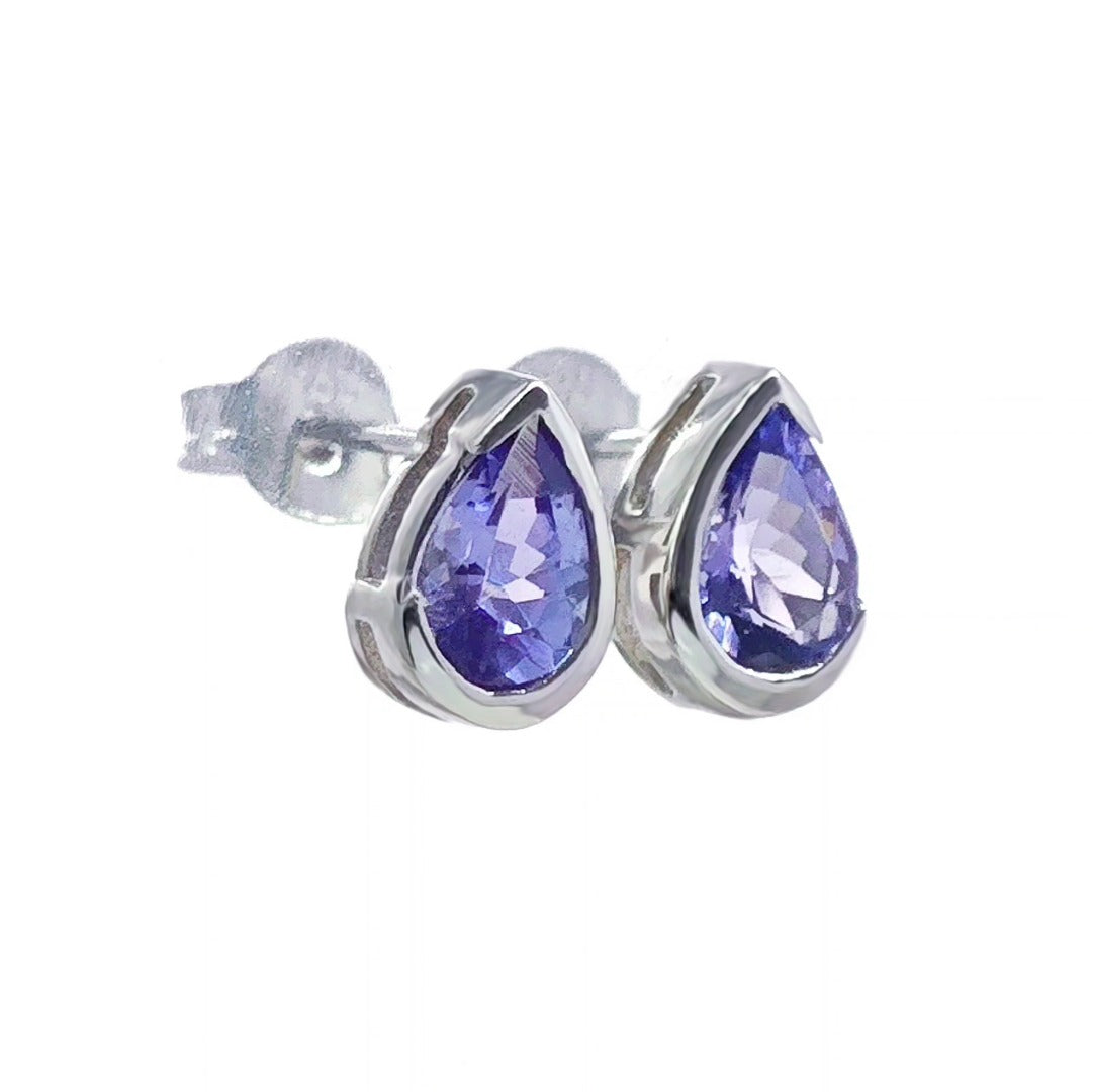 18ct Tanzanite Stud Earrings White Gold Natural Blue Gemstones