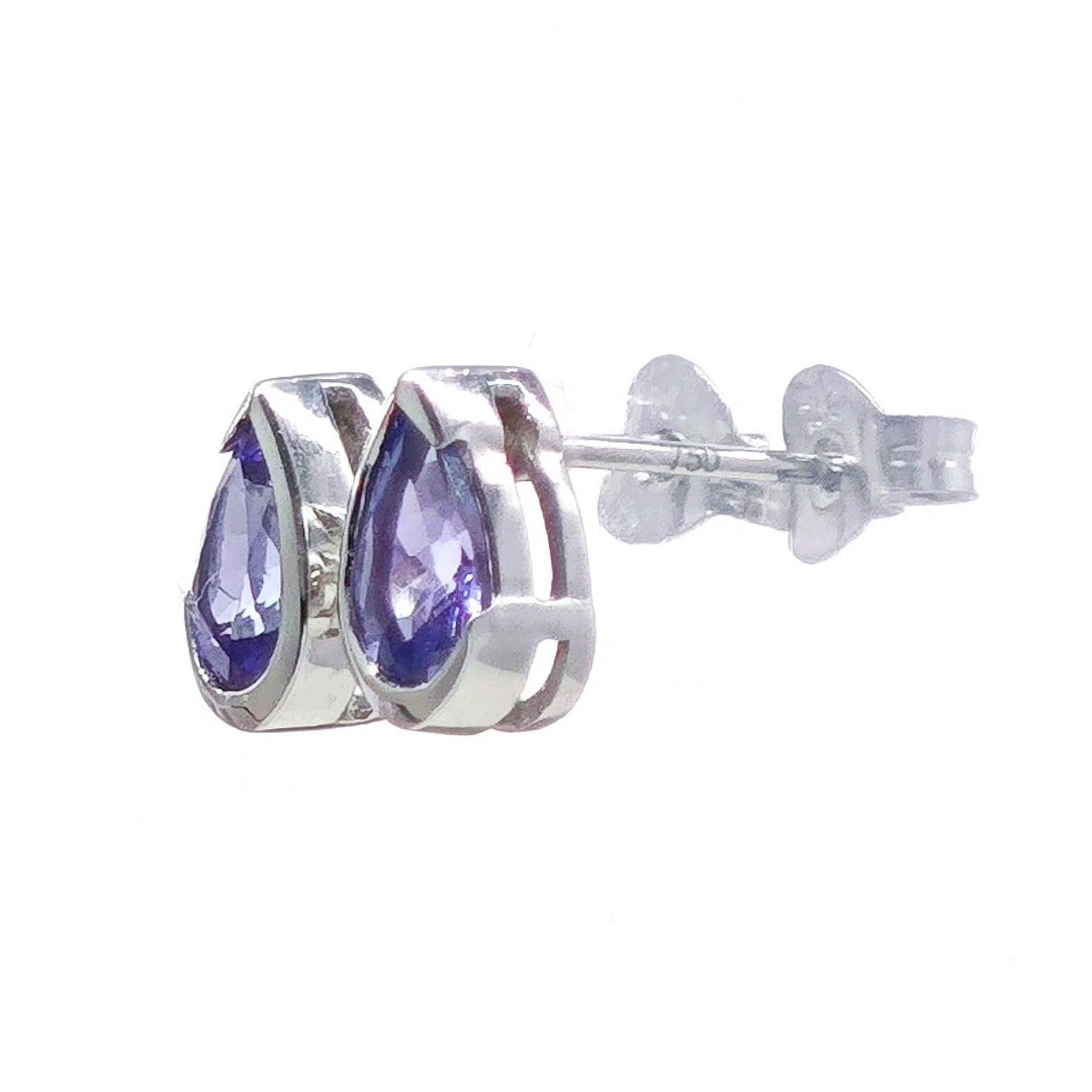 18ct Tanzanite Stud Earrings White Gold Natural Blue Gemstones