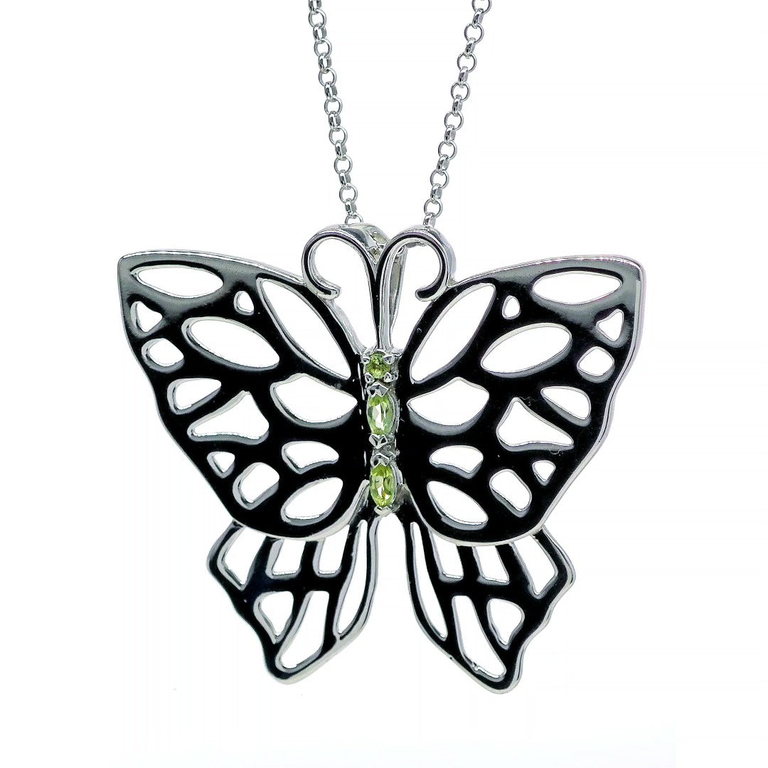 Peridot Butterfly Necklace Natural Green Gemstone