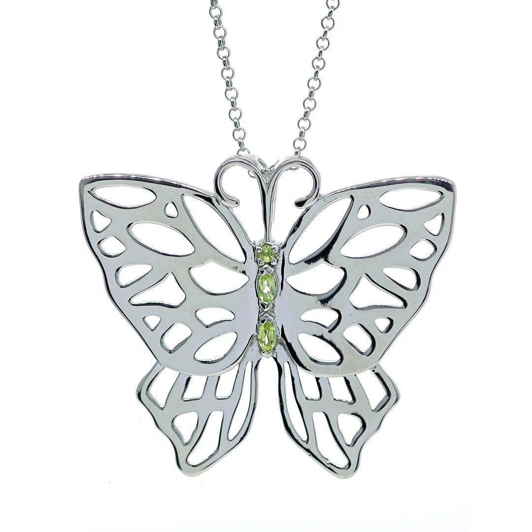 Peridot Butterfly Necklace Natural Green Gemstone