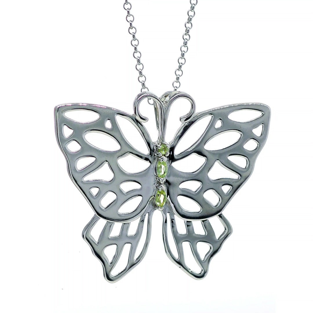 Peridot Butterfly Necklace Natural Green Gemstone