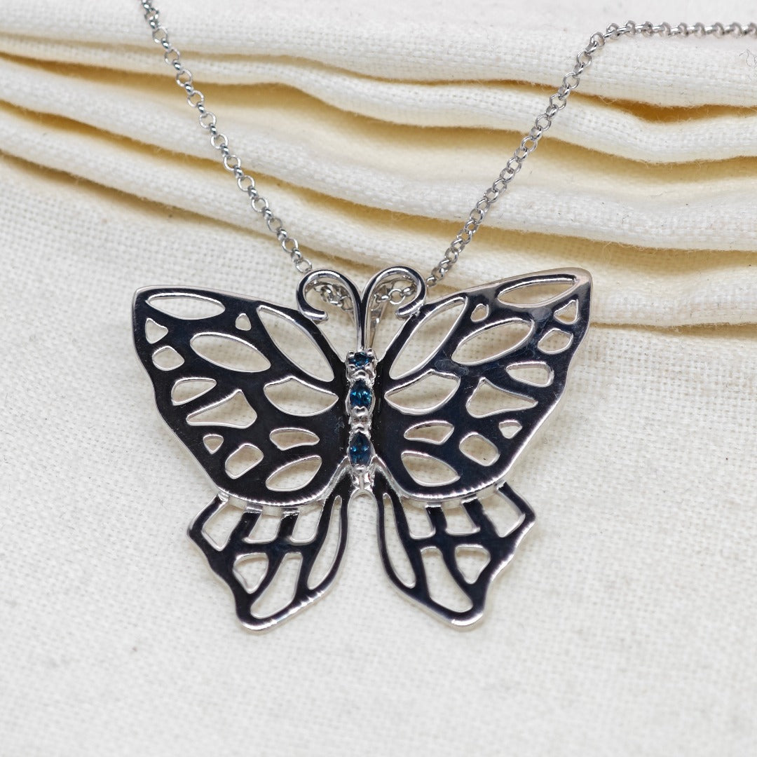 Butterfly Statement Necklace London Blue Topaz Natural Treated Gemstone