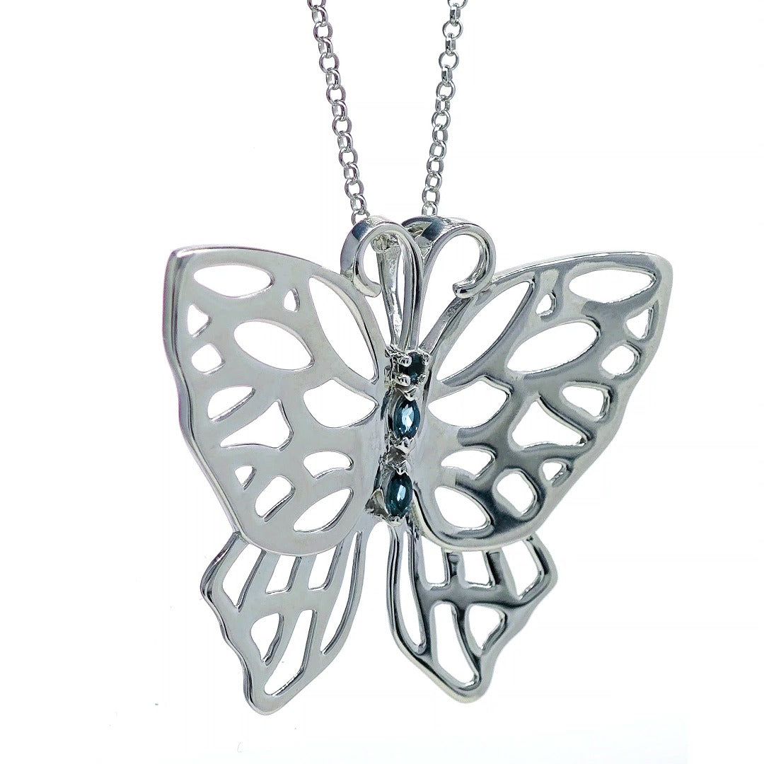 Butterfly Statement Necklace London Blue Topaz Natural Treated Gemstone