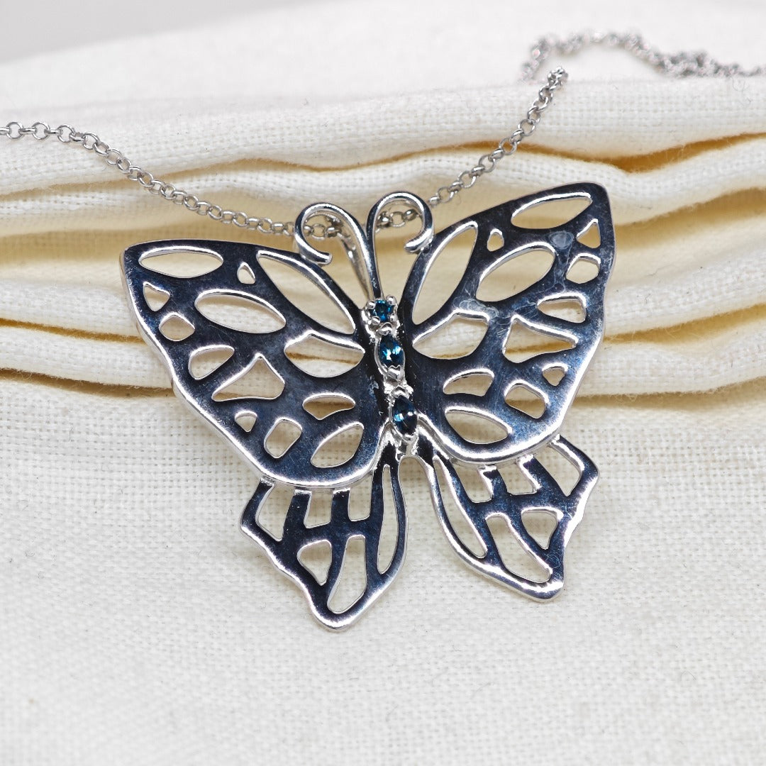 Butterfly Statement Necklace London Blue Topaz Natural Treated Gemstone