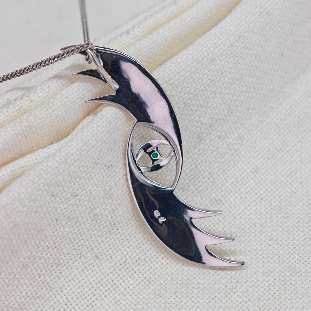 Evil Eye Necklace Sterling Silver Natural Dyed Green Onyx