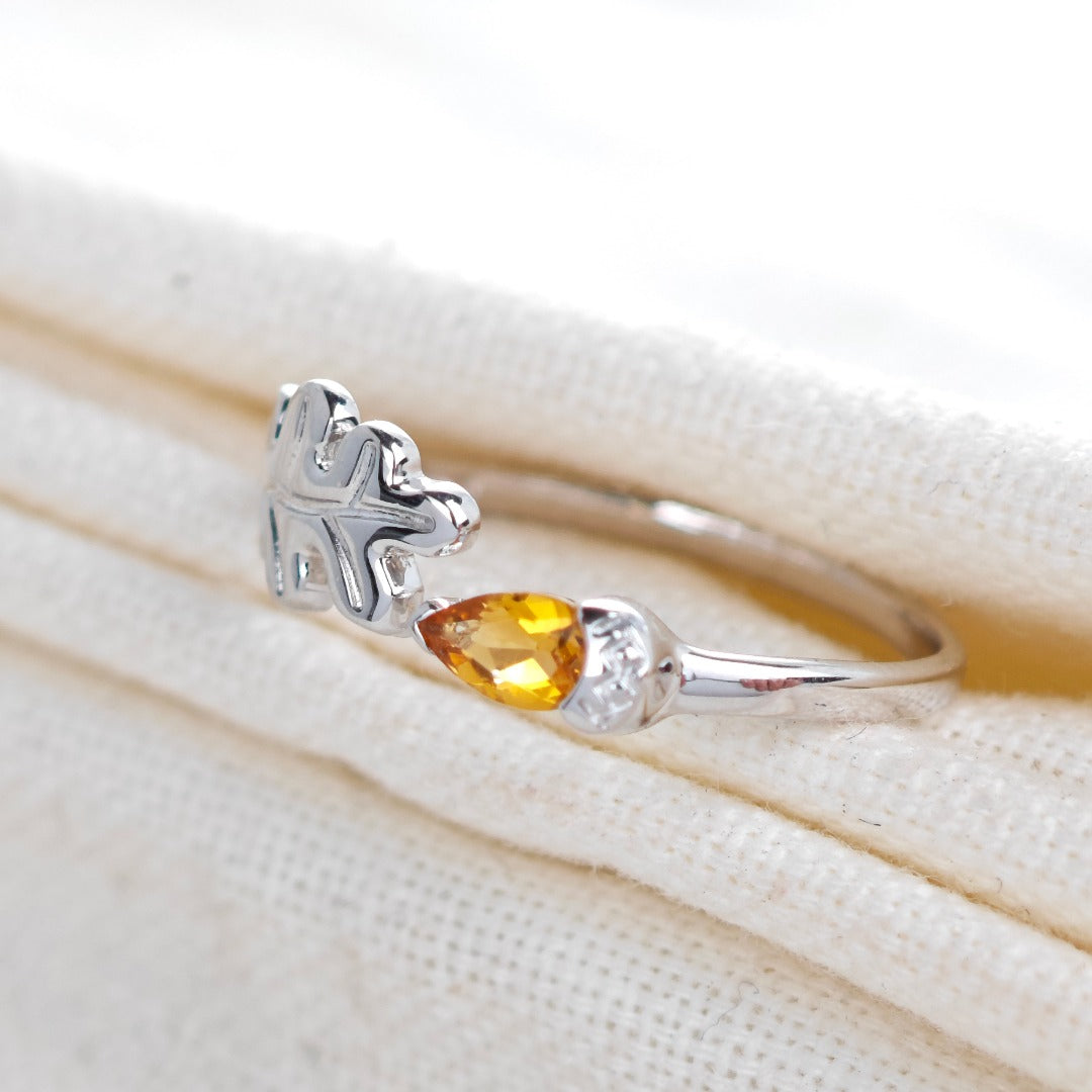 Citrine Ring Oak Leaf Adjustable