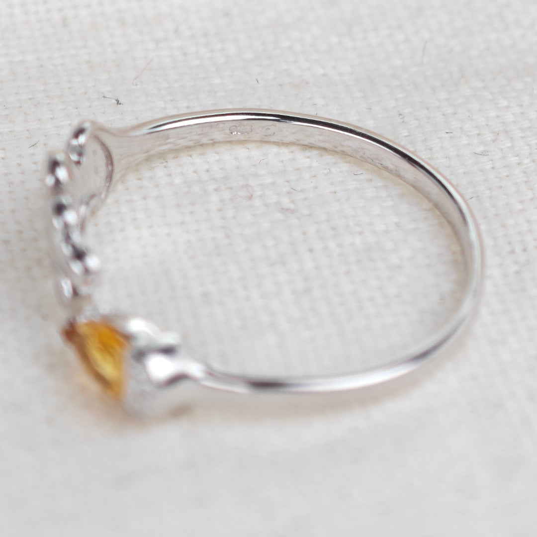 Citrine Ring Oak Leaf Adjustable