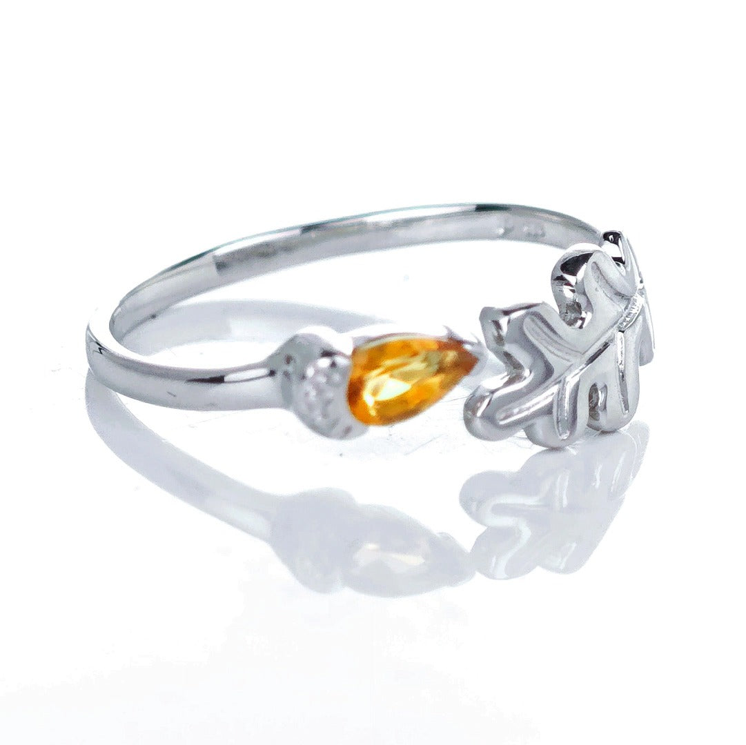 Citrine Ring Oak Leaf Adjustable