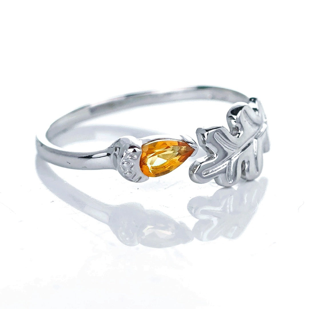 Citrine Ring Oak Leaf Adjustable