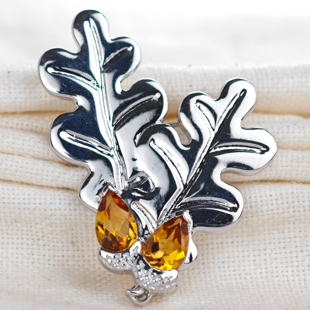 Oak Leaf Acorn Brooch Sterling Silver