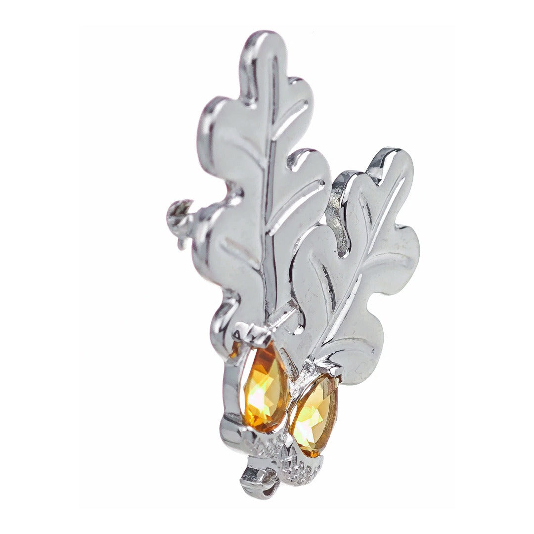 Oak Leaf Acorn Brooch Sterling Silver