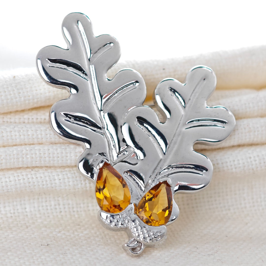 Oak Leaf Acorn Brooch Sterling Silver