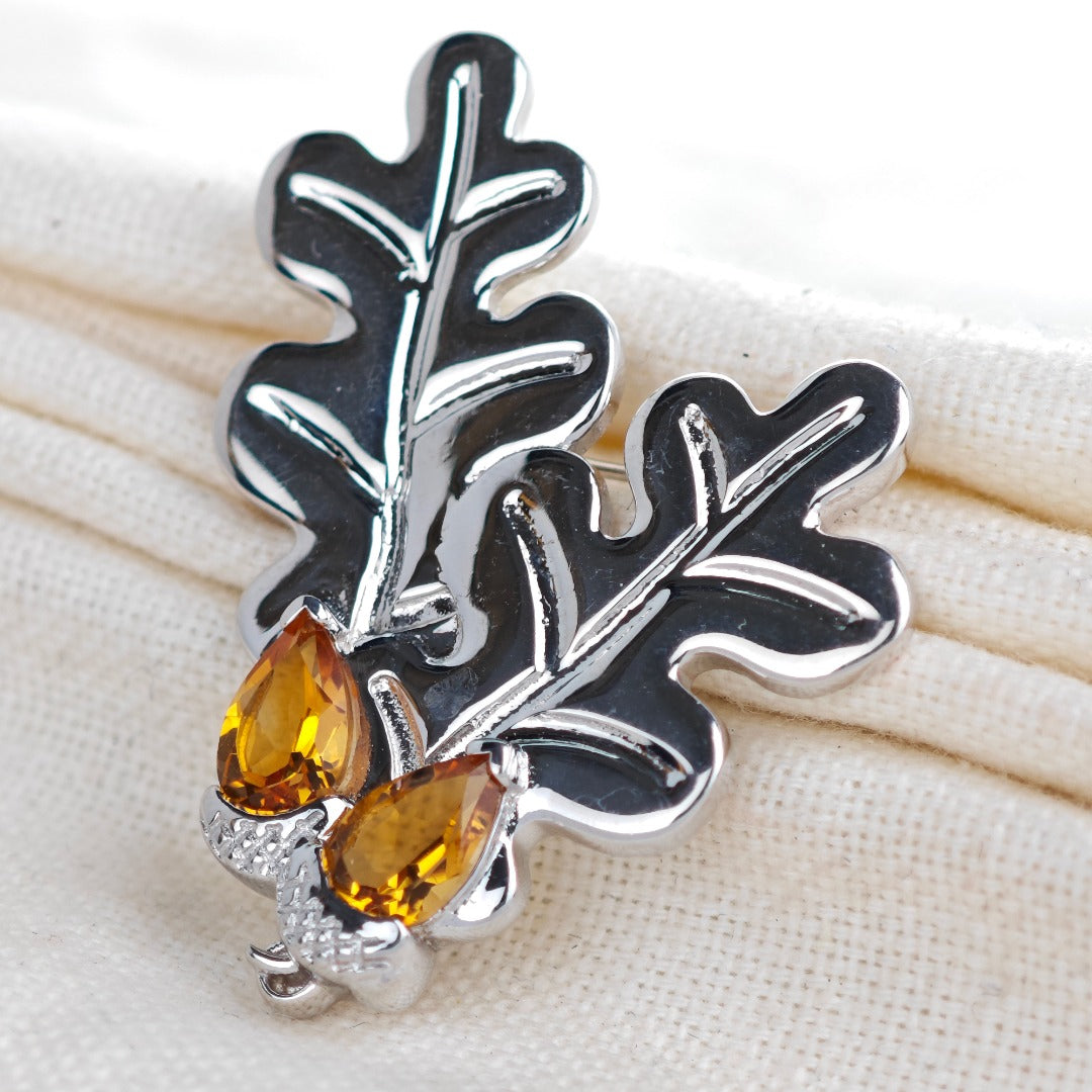 Oak Leaf Acorn Brooch Sterling Silver