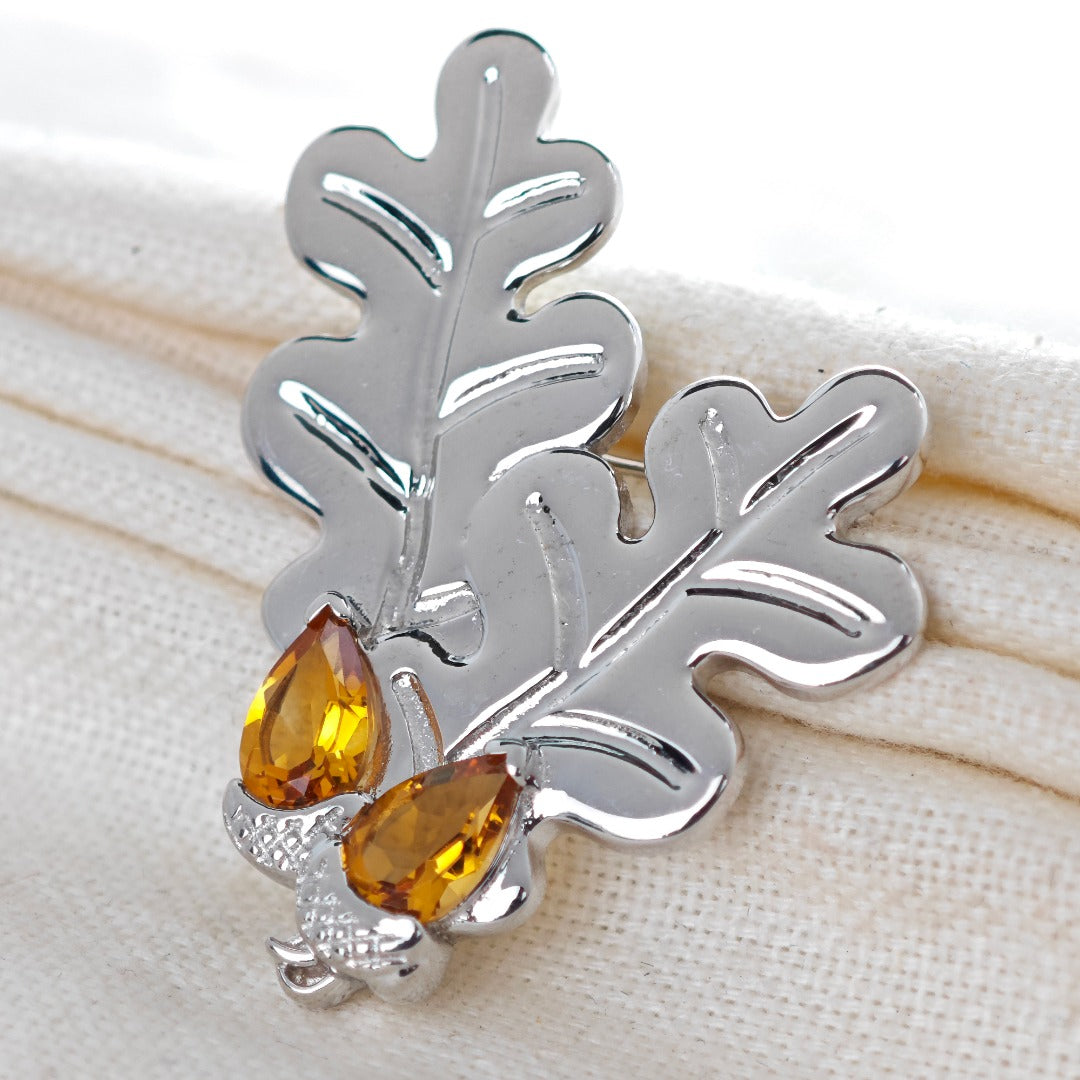 Oak Leaf Acorn Brooch Sterling Silver