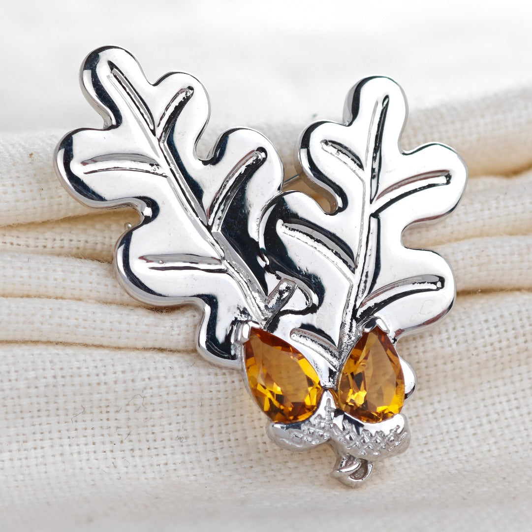 Oak Leaf Acorn Brooch Sterling Silver