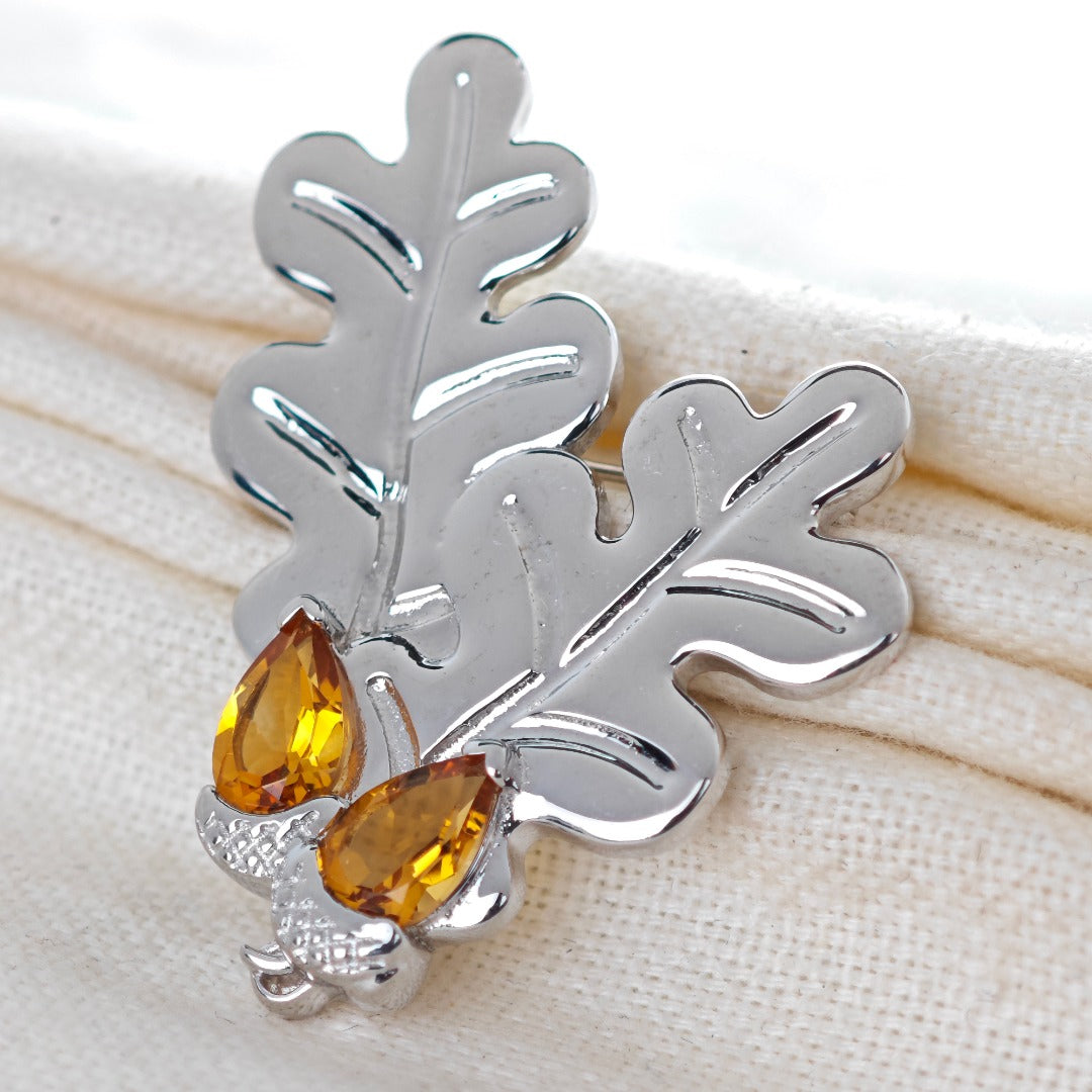 Oak Leaf Acorn Brooch Sterling Silver