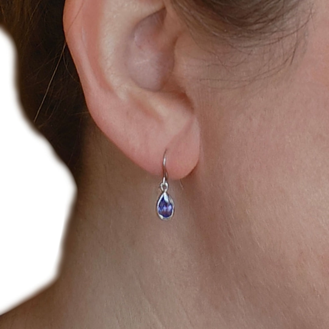 9ct Tanzanite Dangle Earrings White Gold Natural Blue Pear Gemstones Boxed Gift