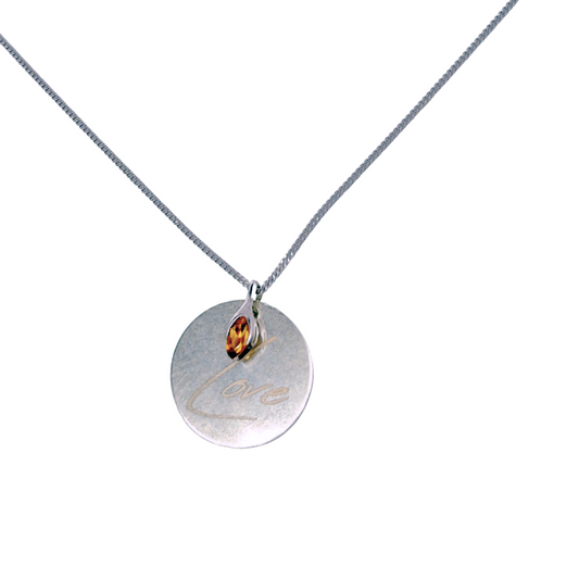 Sterling Silver Personalised Necklace Citrine Minimalist Marquise