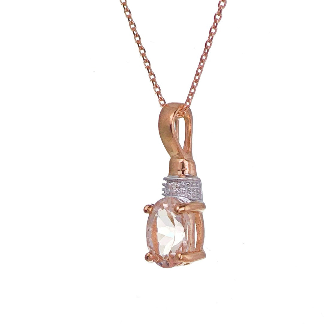 9ct Morganite Necklace Rose Gold 0.65ct Pink Oval Natural Gemstone