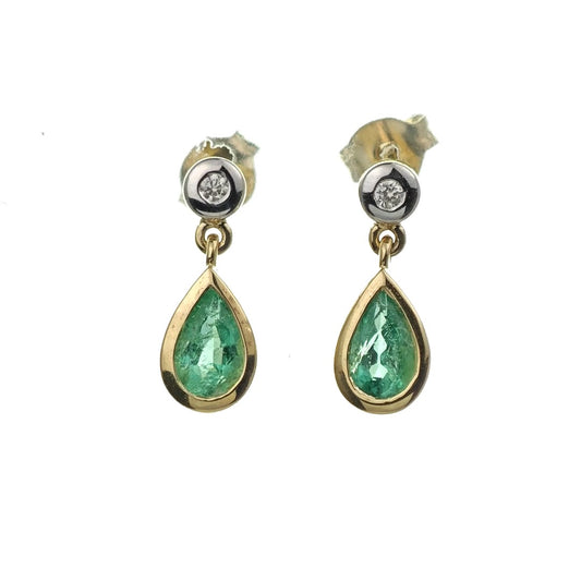 9ct Emerald Diamond Earrings Gold Studs Natural Green Gemstones 0.64ct