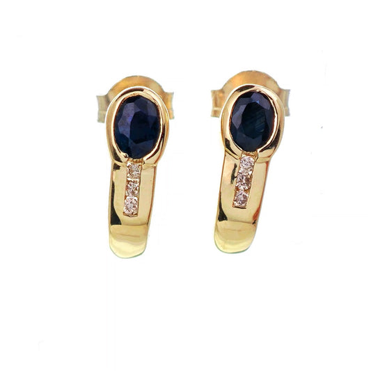 9ct Sapphire  Diamond Earrings Gold Studs Natural Blue Gemstones 0.44ct Boxed Gift