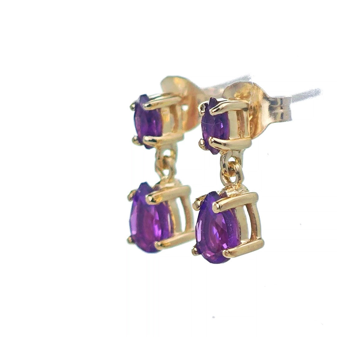 9ct Amethyst Earrings Gold Studs Natural Gemstones 0.40ct