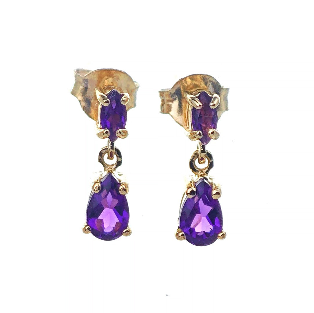 9ct Amethyst Earrings Gold Studs Natural Gemstones 0.40ct