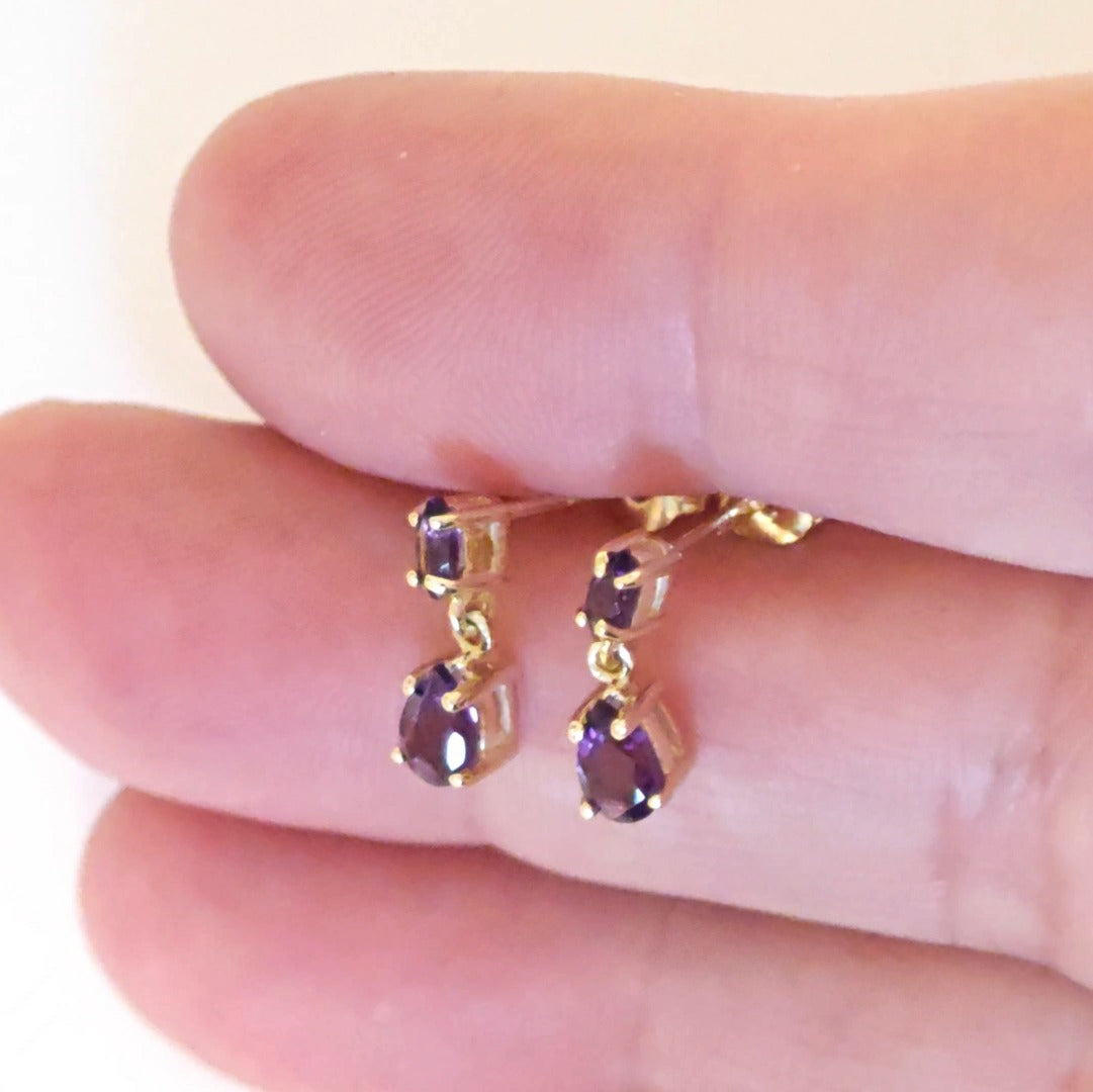 9ct Amethyst Earrings Gold Studs Natural Gemstones 0.40ct