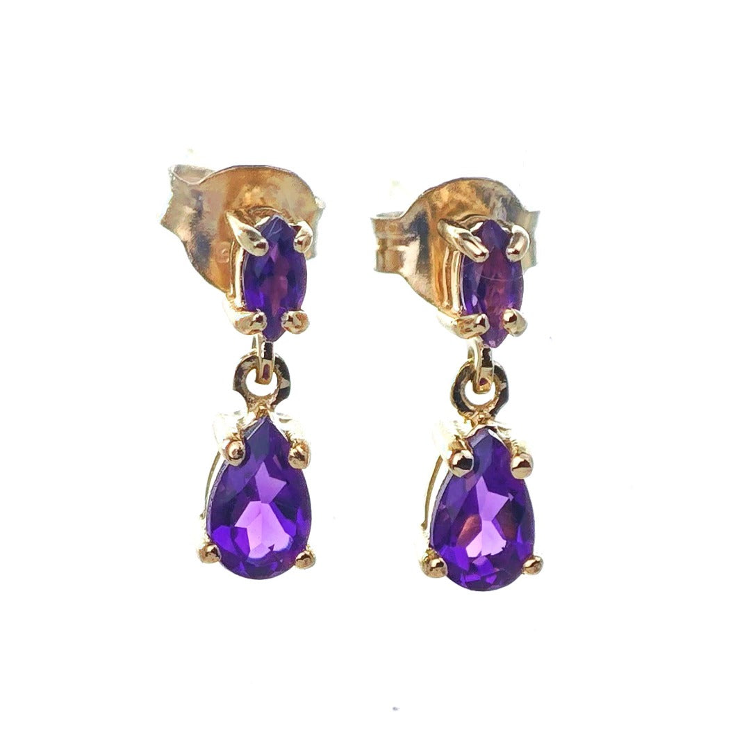 9ct Amethyst Earrings Gold Studs Natural Gemstones 0.40ct