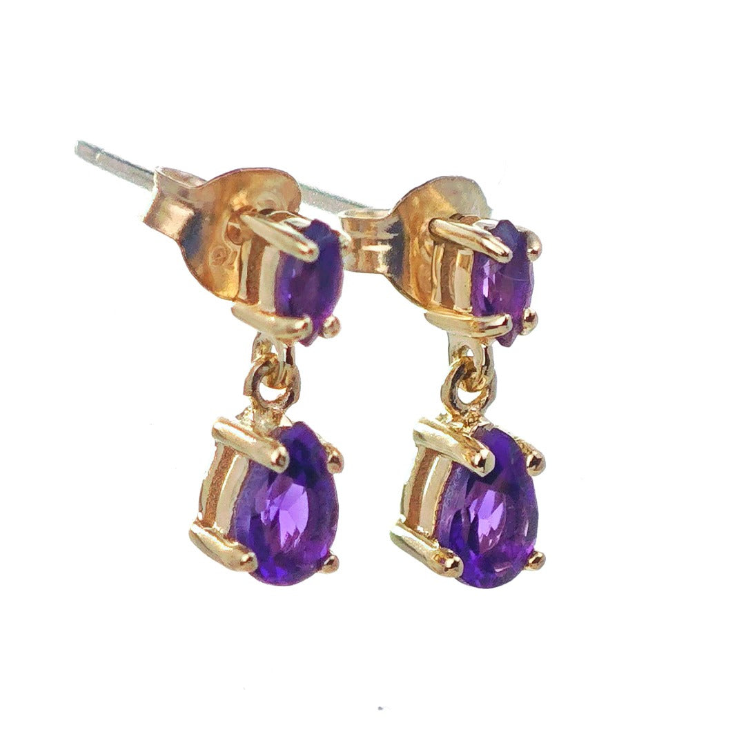 9ct Amethyst Earrings Gold Studs Natural Gemstones 0.40ct