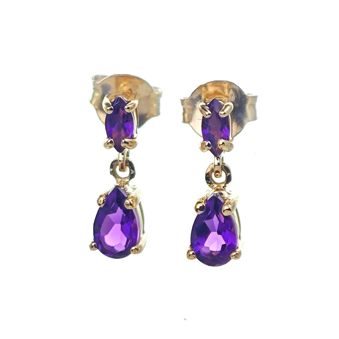 9ct Amethyst Earrings Gold Studs Natural Gemstones 0.40ct