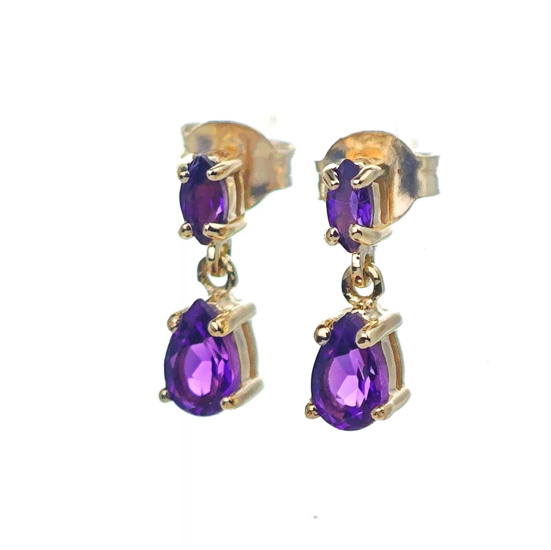 9ct Amethyst Earrings Gold Studs Natural Gemstones 0.40ct