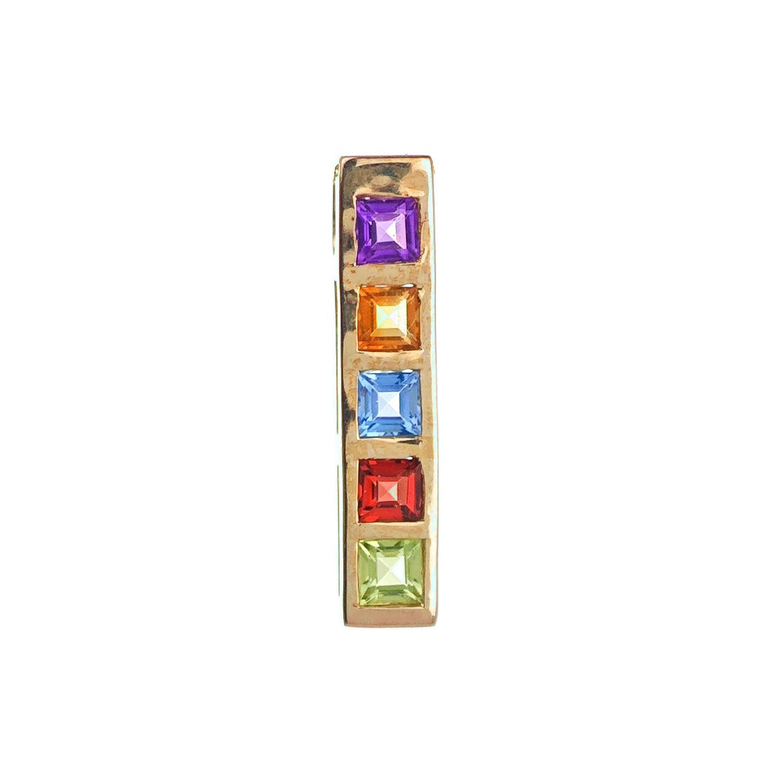 9ct Necklace Yellow Gold 0.76ct Square Natural Gemstones Boxed Gift