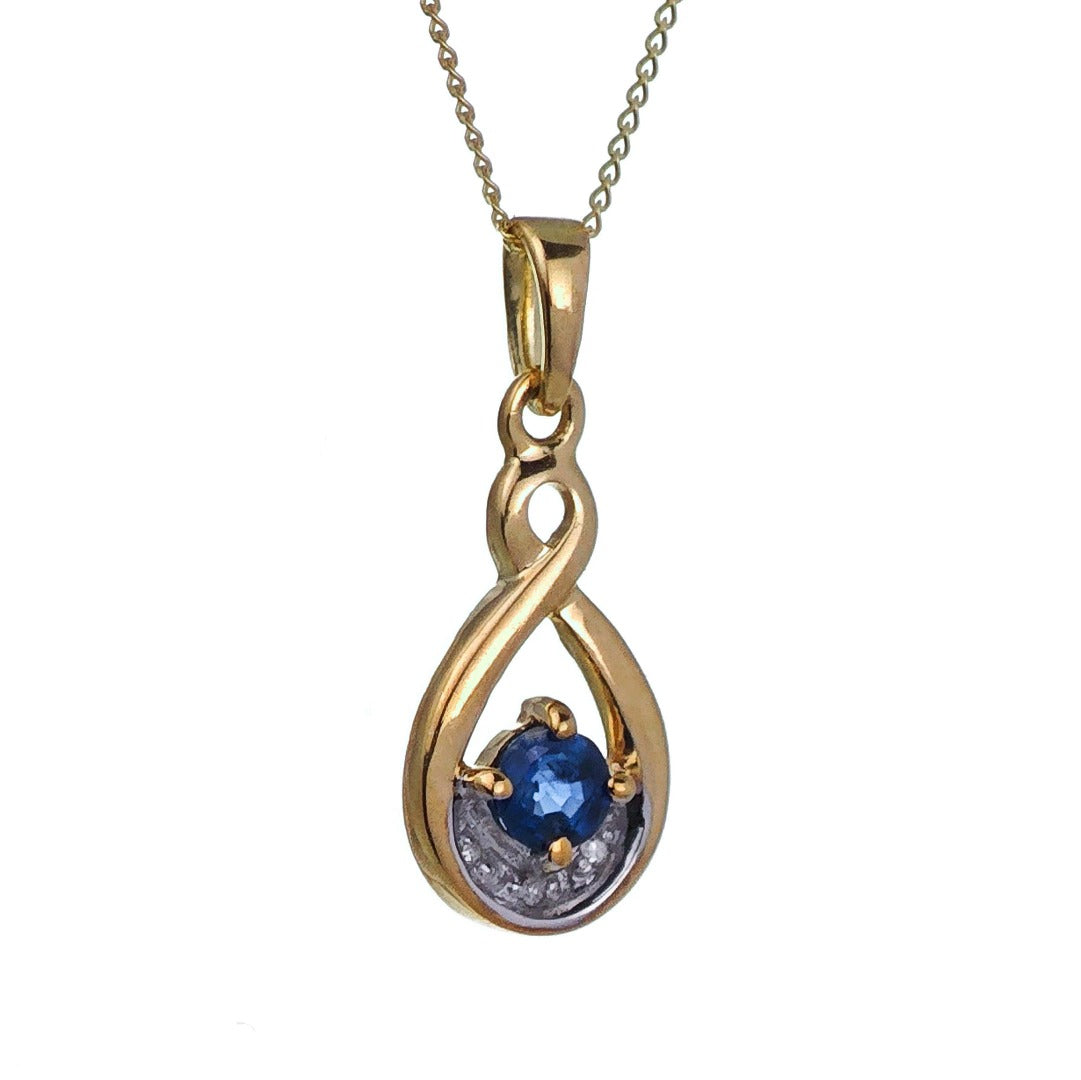 9ct Sapphire Necklace Yellow Gold 0.33ct Blue Round Natural Gemstone