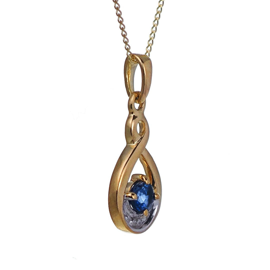 9ct Sapphire Necklace Yellow Gold 0.33ct Blue Round Natural Gemstone