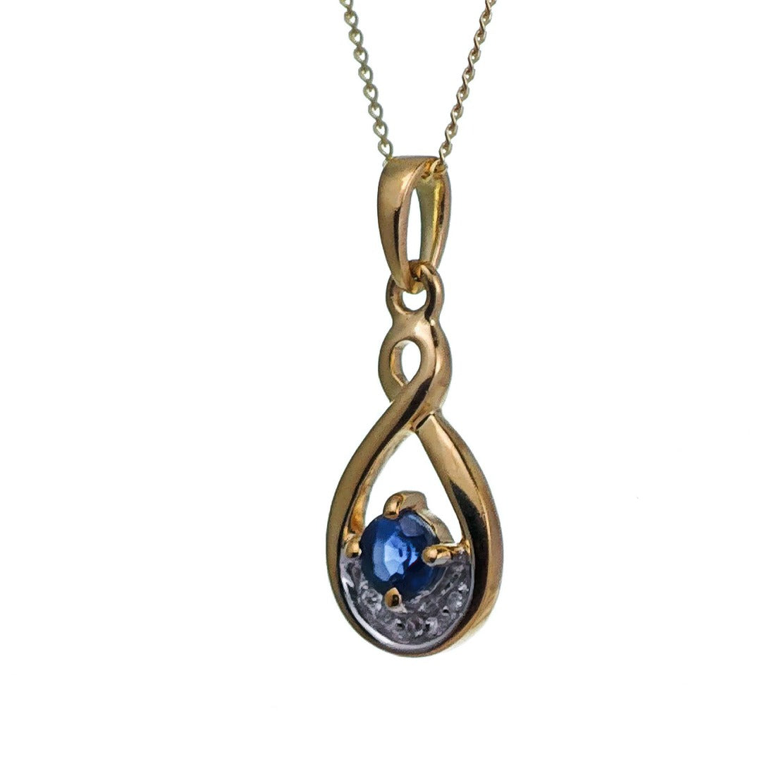 9ct Sapphire Necklace Yellow Gold 0.33ct Blue Round Natural Gemstone