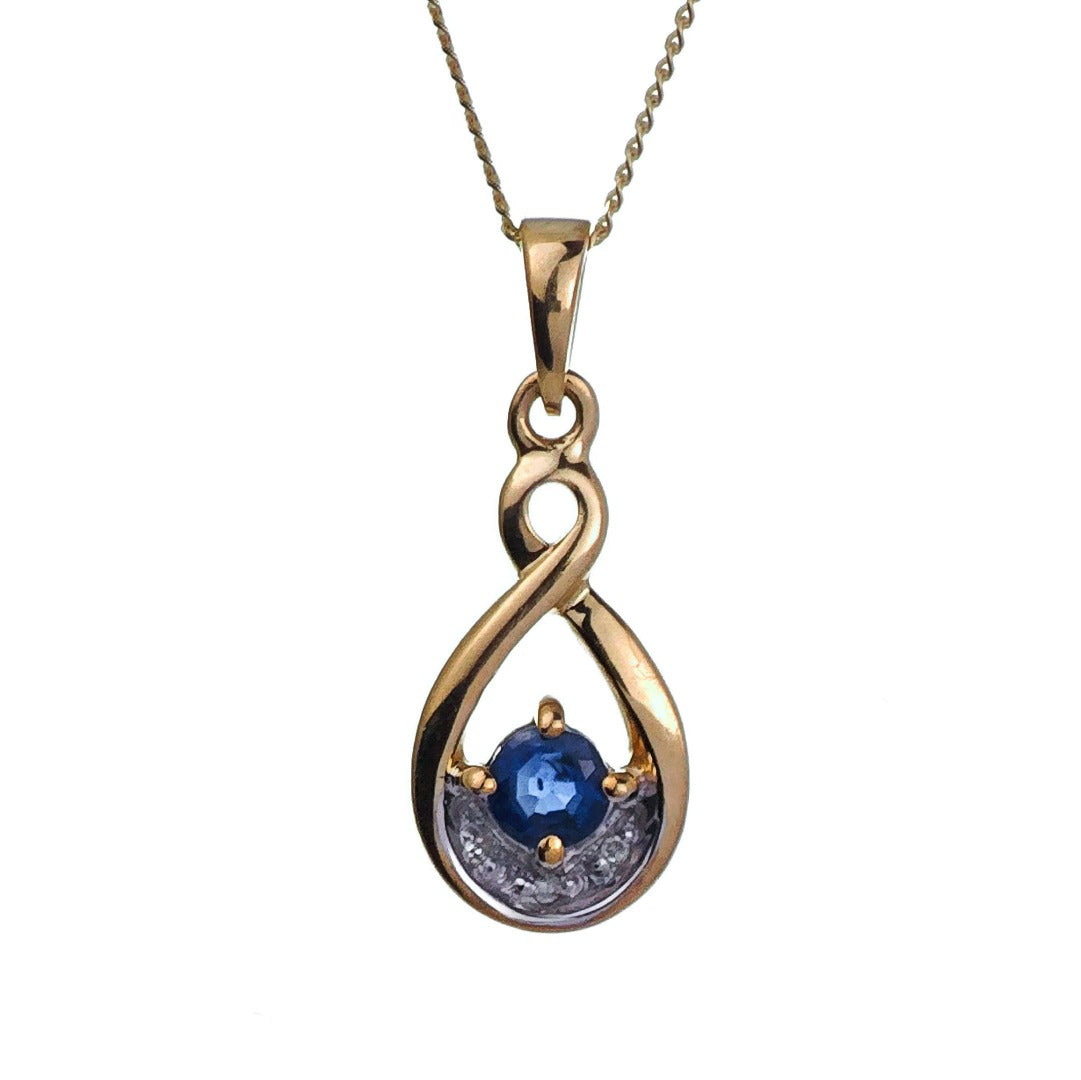 9ct Sapphire Necklace Yellow Gold 0.33ct Blue Round Natural Gemstone