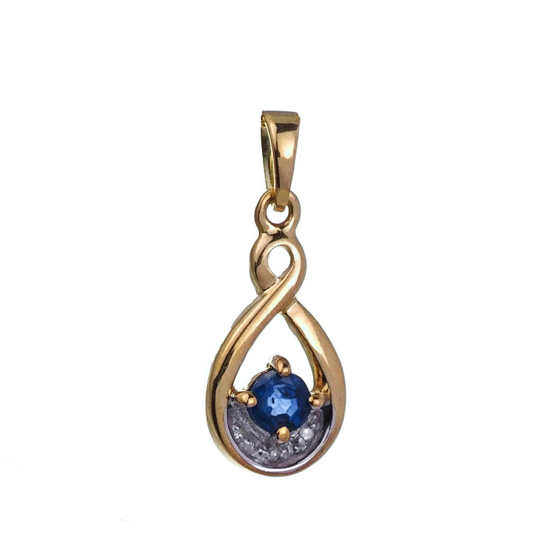 9ct Sapphire Necklace Yellow Gold 0.33ct Blue Round Natural Gemstone