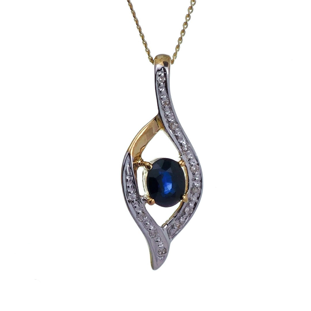 9ct Sapphire Necklace Yellow Gold 0.47ct Blue Oval Natural Gemstone